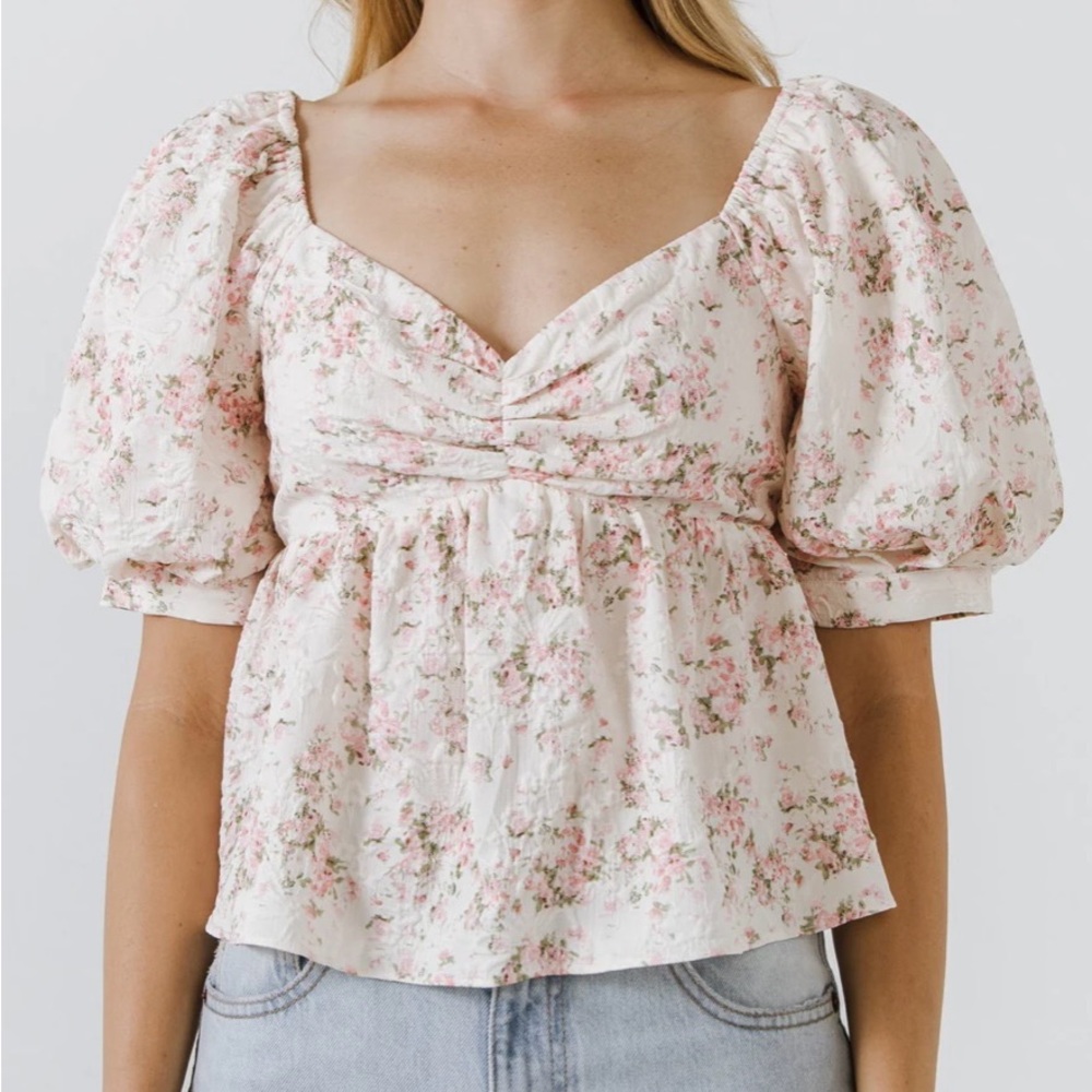 Floral Puff Sleeve Top English Factory Small